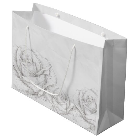  Rozen Floral Gray Decoratief Large Cadeautasje (Voorkant Gekanteld)
