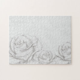  Rozen Floral Gray Decoratief Legpuzzel
