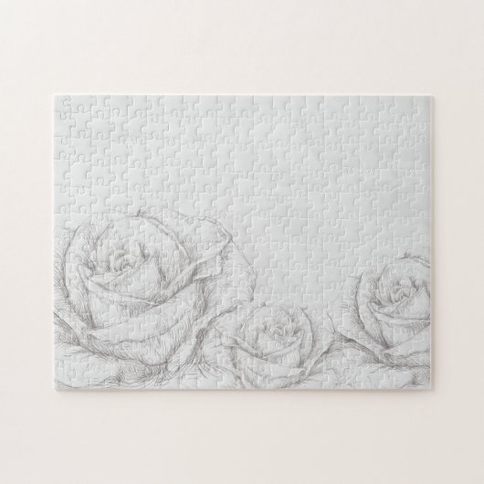 Rozen Floral Gray Decoratief Legpuzzel (Horizontaal)