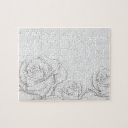 Rozen Floral Gray Decoratief Legpuzzel (Horizontaal)