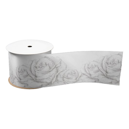  Rozen Floral Gray Decoratief Satijnen Lint (Spoel)