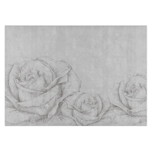  Rozen Floral Gray Decoratief Snijplank (Voorkant)