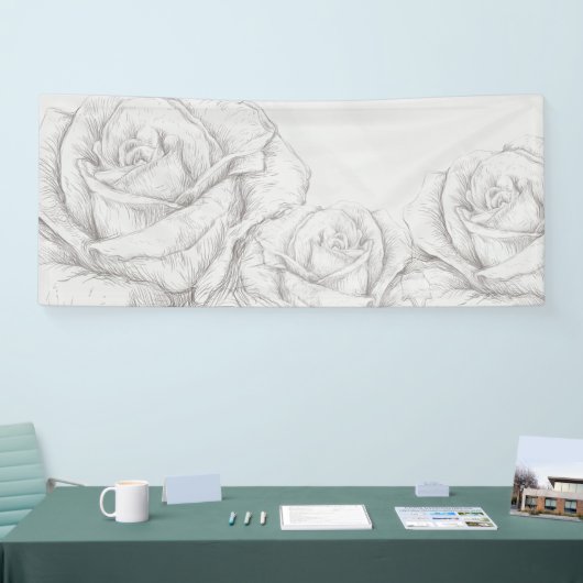  Rozen Floral Gray Decoratief Spandoek (Beurs)