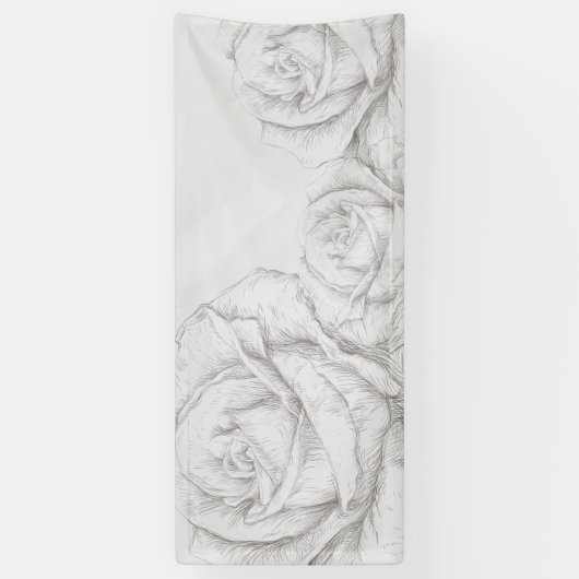  Rozen Floral Gray Decoratief Spandoek (Verticaal)