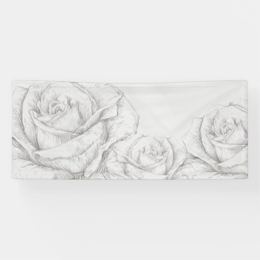  Rozen Floral Gray Decoratief Spandoek (Horizontaal)