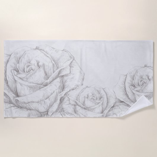  Rozen Floral Gray Decoratief Strandlaken (Voorkant)