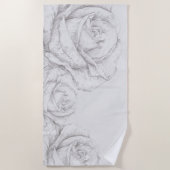  Rozen Floral Gray Decoratief Strandlaken (Voorkant)