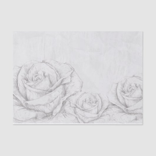  Rozen Floral Gray Decoratief Tissuepapier (Voorkant)