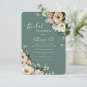Rozen Floral Green Bridal Kaart (Staand voorkant)