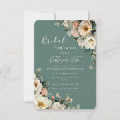 Rozen Floral Green Bridal Kaart (Voorkant)