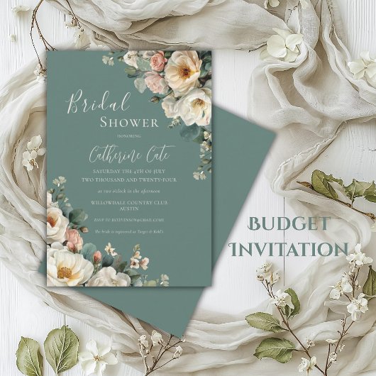 Rozen Floral Green Bridal Kaart