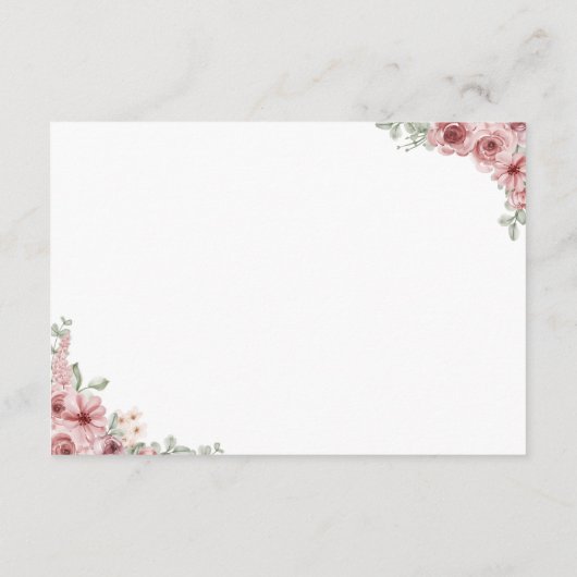 Rozen Floral Heart Script bruiloft details Informatiekaartje (Achterkant)