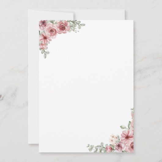 Rozen Floral Hearts Script Calligraphy Weddenschap Kaart (Achterkant)