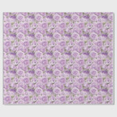 Rozen Floral Lavender Paars Pattern Cadeaupapier (Vlak)