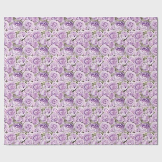 Rozen Floral Lavender Paars Pattern Cadeaupapier (Vlak)