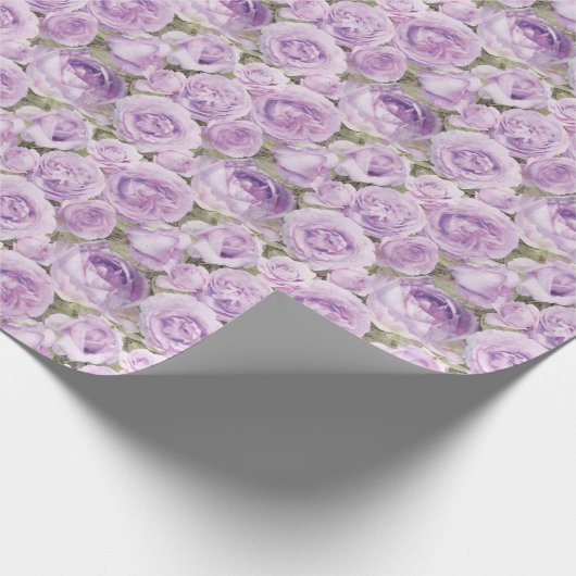 Rozen Floral Lavender Paars Pattern Cadeaupapier (Hoek)