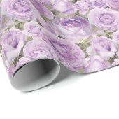 Rozen Floral Lavender Paars Pattern Cadeaupapier (Rol Hoek)