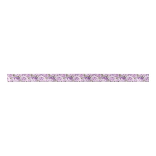 Rozen Floral Lavender Paars Pattern Satijnen Lint (Voorkant)