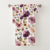 Rozen Floral Pink Paars Bad Handdoek (Insitu)