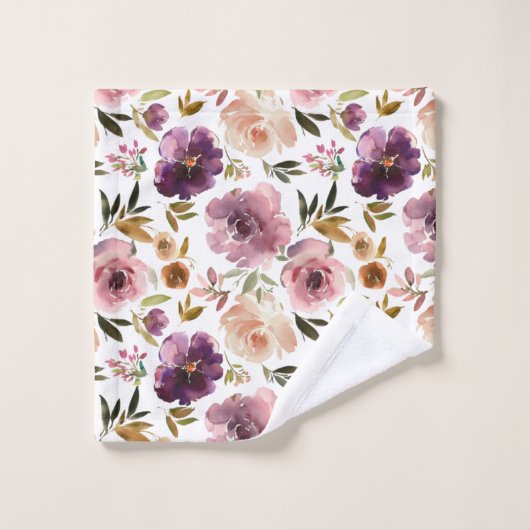 Rozen Floral Pink Paars Bad Handdoek (Wasdoekje)
