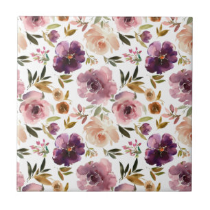 Rozen Floral Pink Paarse badkamer Tegeltje
