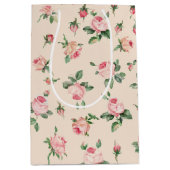  Rozen Floral Pink Peach Cream Vrijgezellenfeest Medium Cadeauzakje (Voorkant)