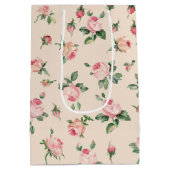  Rozen Floral Pink Peach Cream Vrijgezellenfeest Medium Cadeauzakje (Achterkant)
