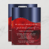 Rozen Floral QR Code Blue Navy Red (Voorkant / Achterkant)