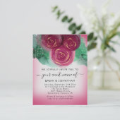 Rozen Floral QR Code Burgundy Gray Pink (Staand voorkant)