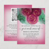 Rozen Floral QR Code Burgundy Gray Pink (Voorkant / Achterkant)