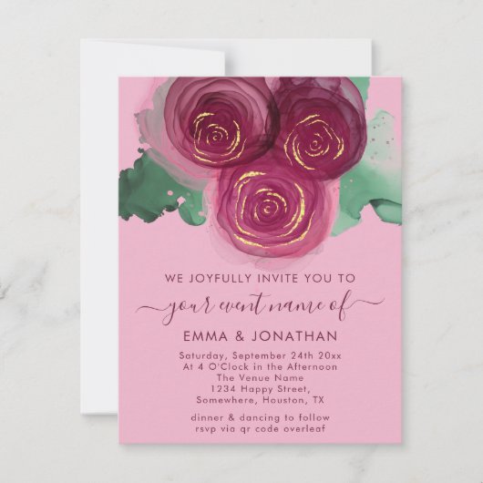 Rozen Floral QR Code Burgundy Marsala Roze (Voorkant)