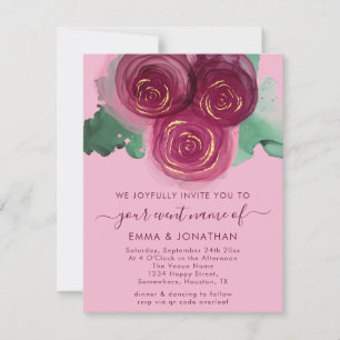 Rozen Floral QR Code Burgundy Marsala Roze