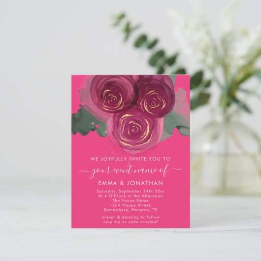 Rozen Floral QR Code Burgundy Marsala Snoep (Staand voorkant)