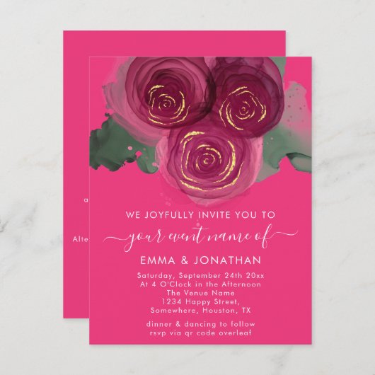 Rozen Floral QR Code Burgundy Marsala Snoep (Voorkant / Achterkant)