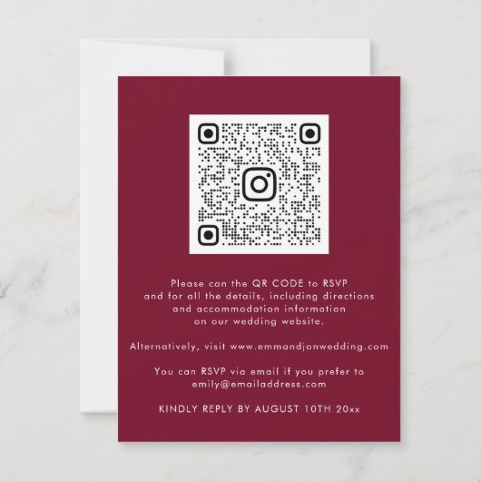 Rozen Floral QR Code Gold Burgundy Black (Achterkant)