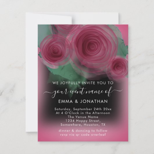 Rozen Floral QR Code Marsala Beet Black (Voorkant)