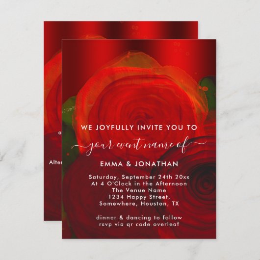 Rozen Floral QR Code Red Wine Elegant (Voorkant / Achterkant)