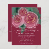 Rozen Floral QR Code Roze Burgundy Green Gold (Voorkant / Achterkant)