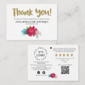 *~* ROZEN FLORAL QR Logo BEDANKT Review AP8 Informatiekaartje (Voorkant / Achterkant)