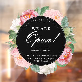 Rozen Floral Round Business openinguren zwart Raamsticker (Vel 2)