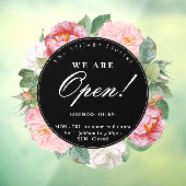 Rozen Floral Round Business openinguren zwart Raamsticker (Vel 3)