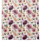 Rozen Floral roze Paarse douchergordijn Douchegordijn (Voorkant)