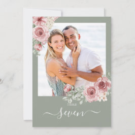Rozen Floral Sage Green Fototafel Nummer Kaart