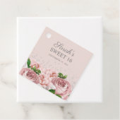 Rozen Floral Silver Glitter Sweet 16 Bedankjes Labels (In situ)