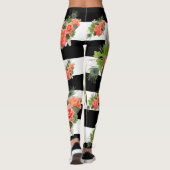 Rozen Floral Striped Pattern Peacock Feathers Leggings (Achterkant)