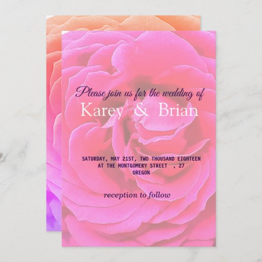 Rozen Floral Weddenschap Kaart (Voorkant / Achterkant)