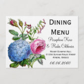 Rozen Floral Weddenschappen Dining Menu Hydrangea (Voorkant)
