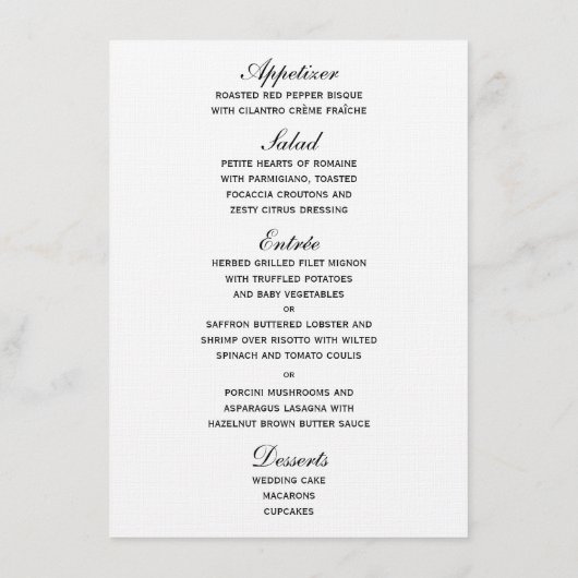Rozen Floral Weddenschappen Dining Menu Hydrangea (Achterkant)