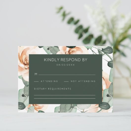 Rozen Floral Wedding RSVP-kaart RSVP Kaartje (Staand voorkant)