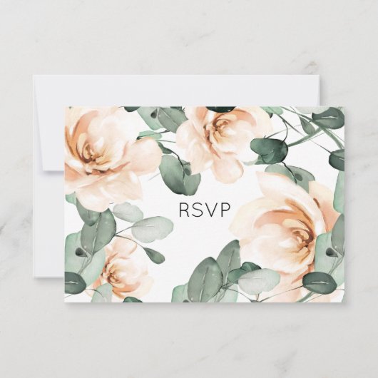 Rozen Floral Wedding RSVP Kaartje (Achterkant)